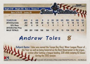 2016 Grandstand Tulsa Drillers #NNO Andrew Toles Back