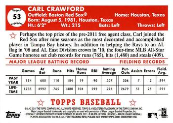 2011 Topps - Black Diamond #53 Carl Crawford Back