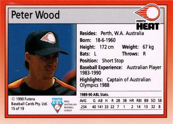 1992 Futera Pepsi ABL Perth Heat #15 Peter Wood Back