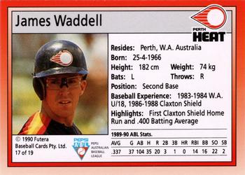 1992 Futera Pepsi ABL Perth Heat #17 James Waddell Back