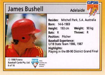 1992 Futera Pepsi ABL Clipsal Giants #6 James Bushell Back