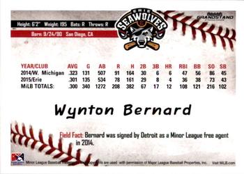 2016 Grandstand Erie SeaWolves #NNO Wynton Bernard Back
