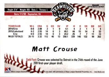 2016 Grandstand Erie SeaWolves #NNO Matt Crouse Back