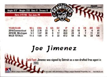 2016 Grandstand Erie SeaWolves #NNO Joe Jimenez Back