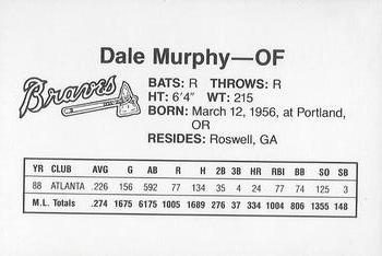 1989 Dubuque Atlanta Braves #NNO Dale Murphy Back
