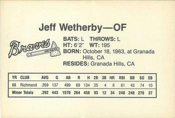 1989 Dubuque Atlanta Braves #NNO Jeff Wetherby Back