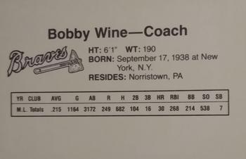 1989 Dubuque Atlanta Braves #NNO Bobby Wine Back
