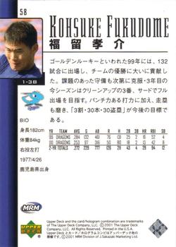2001 Upper Deck Japan #58 Kosuke Fukudome Back