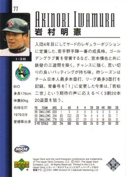 2001 Upper Deck Japan #77 Akinori Iwamura Back