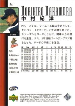 2001 Upper Deck Japan #124 Norihiro Nakamura Back