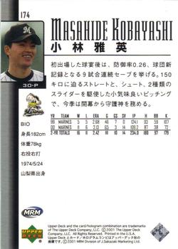 2001 Upper Deck Japan #174 Masahide Kobayashi Back