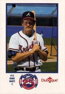 1990 Dubuque Atlanta Braves 25th Anniversary Perforated #12 Ernie Whitt Front