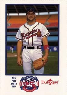 1990 Dubuque Atlanta Braves 25th Anniversary Perforated #25 Pete Smith Front