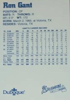 1990 Dubuque Atlanta Braves #NNO Ron Gant Back