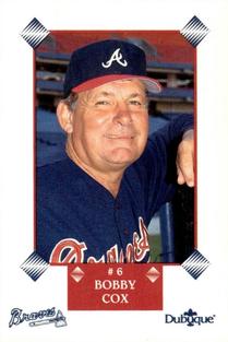 1991 Dubuque Atlanta Braves Perforated #NNO Bobby Cox Front