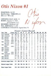 1991 Dubuque Atlanta Braves Perforated #NNO Otis Nixon Back
