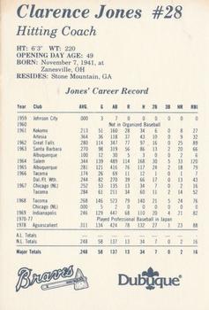 1991 Dubuque Atlanta Braves #NNO Clarence Jones Back