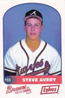 1992 Lykes Atlanta Braves Perforated #NNO Steve Avery Front