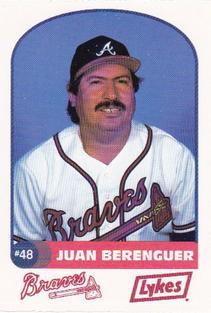 1992 Lykes Atlanta Braves Perforated #NNO Juan Berenguer Front