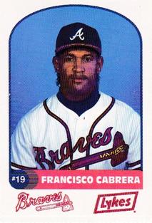 1992 Lykes Atlanta Braves Perforated #NNO Francisco Cabrera Front