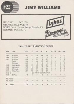 1992 Lykes Atlanta Braves #NNO Jimy Williams Back