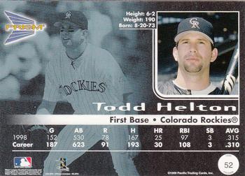 1999 Pacific Prism #52 Todd Helton Back