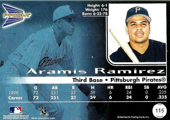 1999 Pacific Prism #115 Aramis Ramirez Back