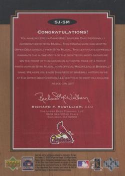 2001 Upper Deck Legends - Legendary Game Jersey Autographs #SJ-SM Stan Musial Back