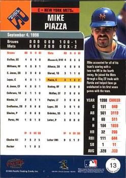 1999 Pacific Private Stock #13 Mike Piazza Back