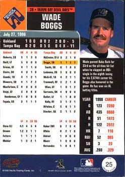 1999 Pacific Private Stock #25 Wade Boggs Back