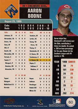1999 Pacific Private Stock #60 Aaron Boone Back