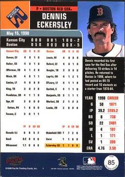 1999 Pacific Private Stock #85 Dennis Eckersley Back
