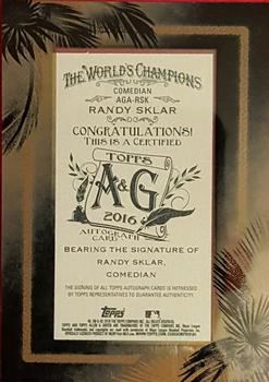 2016 Topps Allen & Ginter - Framed Mini Non-Baseball Autographs Black Frame #AGA-RSK Randy Sklar Back