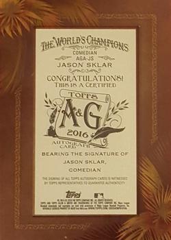 2016 Topps Allen & Ginter - Framed Mini Non-Baseball Autographs Red Ink #AGA-JS Jason Sklar Back