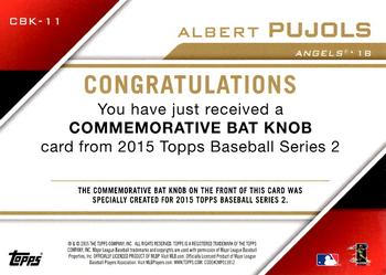 2015 Topps - Commemorative Bat Knobs Black #CBK-11 Albert Pujols Back