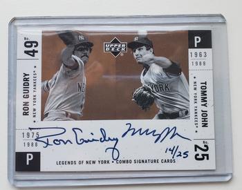2001 Upper Deck Legends of New York - Combo Signatures #S-GJ Ron Guidry / Tommy John Front
