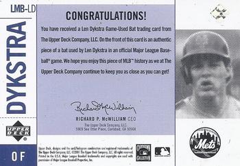 Lenny Dykstra autographed baseball card (New York Mets) 2001 Upper Deck  Banners Seasons #93