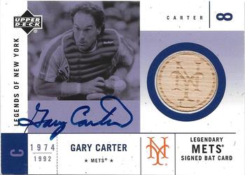 2001 Upper Deck Legends of New York - Signed Game-Used Bats #SMB-GC Gary Carter  Front