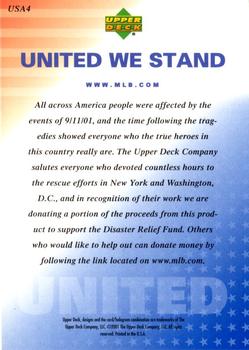 2001 Upper Deck Legends of New York - United We Stand #USA4 FDNY / NYPD Back