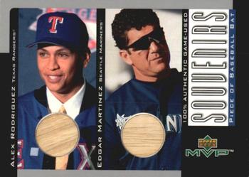 2001 Upper Deck MVP - Game Souvenirs Bat Duos #B-RM Alex Rodriguez / Edgar Martinez  Front