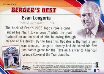 2016 Topps - Berger's Best Autographs (Series 2) #BB2A-2008 Evan Longoria Back