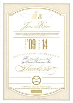 2016 Panini Flawless - Hall of Fame Autographs #HOF-JR Jim Rice Back