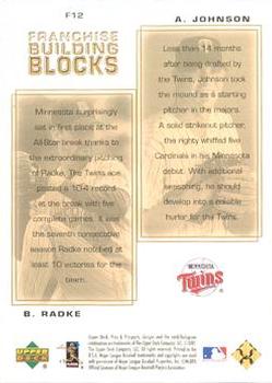 2001 Upper Deck Pros & Prospects - Franchise Building Blocks #F12 Brad Radke / Adam Johnson  Back