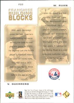 2001 Upper Deck Pros & Prospects - Franchise Building Blocks #F22 Vladimir Guerrero / Wilkin Ruan Back