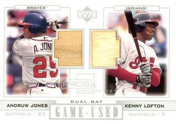 2001 Upper Deck Pros & Prospects - Game-Used Dual Bat #PP-JL Andruw Jones / Kenny Lofton Front