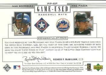 2001 Upper Deck Pros & Prospects - Game-Used Dual Bat #PP-RP Ivan Rodriguez / Mike Piazza  Back
