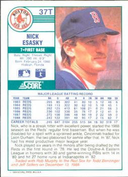 1989 Score Rookie & Traded #37T Nick Esasky Back
