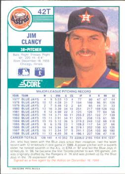 1989 Score Rookie & Traded #42T Jim Clancy Back