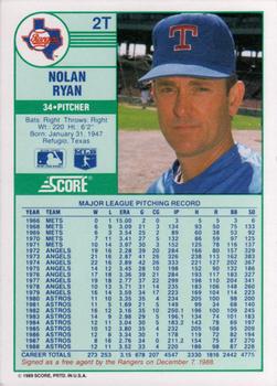 1989 Score Rookie & Traded #2T Nolan Ryan Back