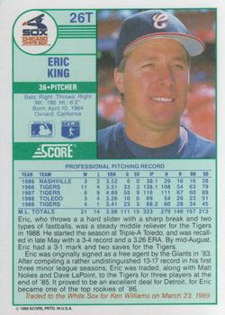 1989 Score Rookie & Traded #26T Eric King Back